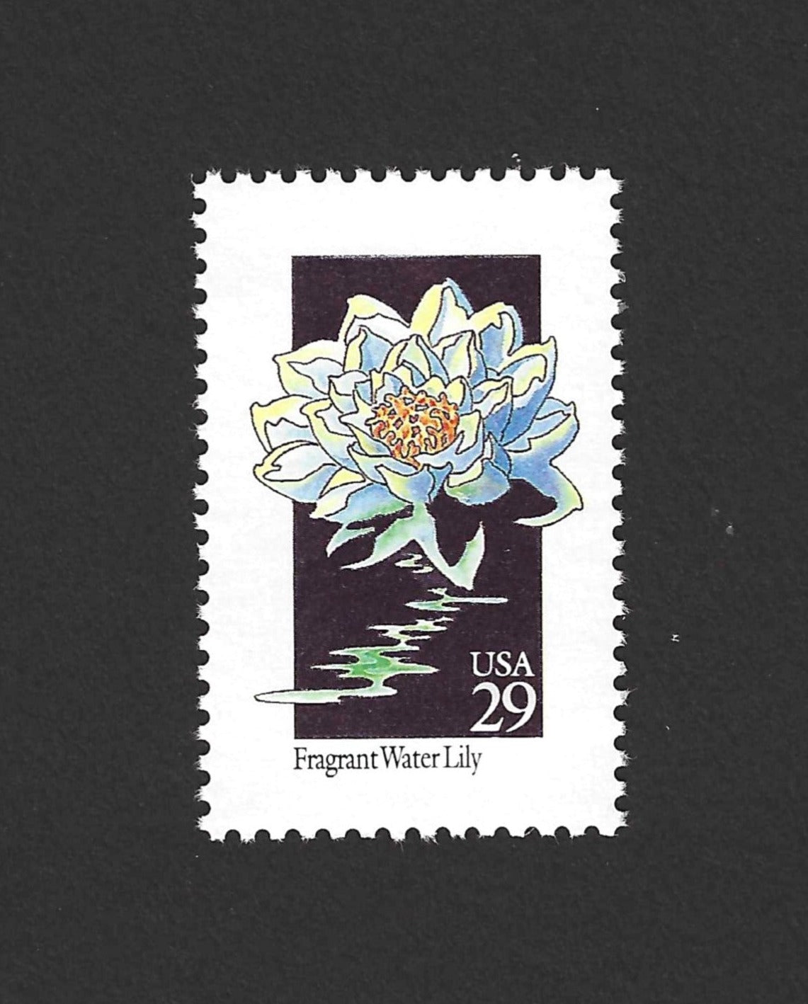 5 Wildflower Fragrant Water Lily Vintage Unused Postage Stamps Face Value 29 cents each.